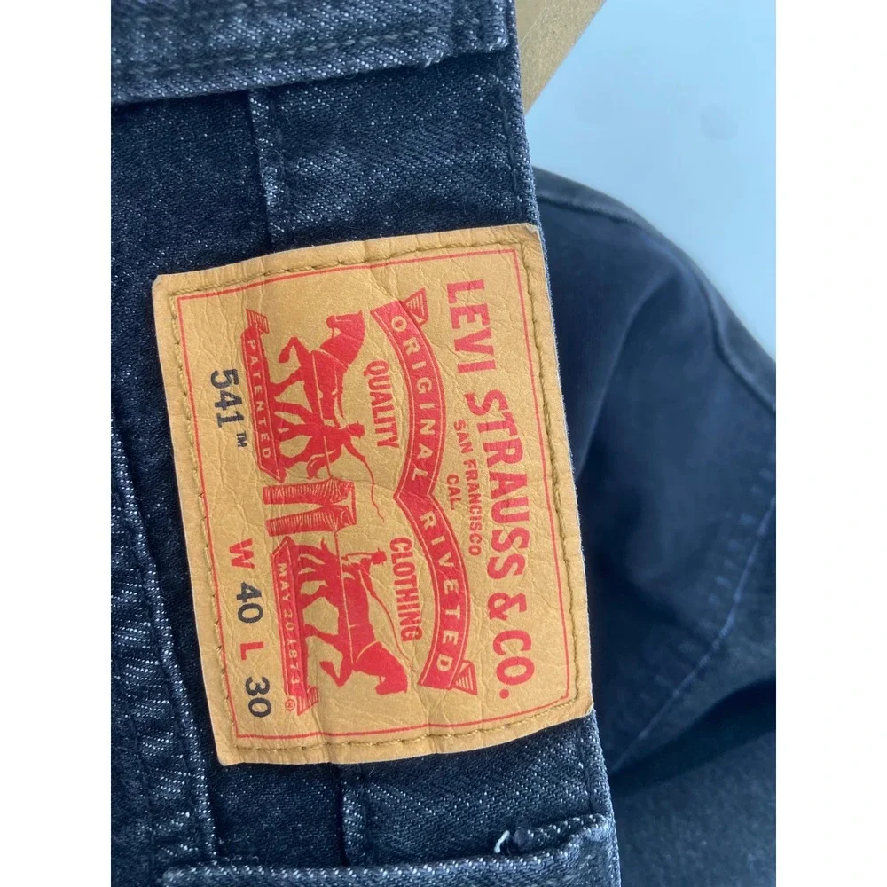 Levis 541 Jeans Men 40x30 Black Athletic Taper Workwear Reinforced Double Knee